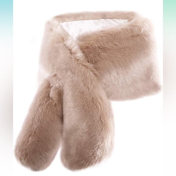 💒 KAMA BRIDAL | Women’s Faux Fur Bolero Shawl/Cover up | Cream - Picture 3 of 7